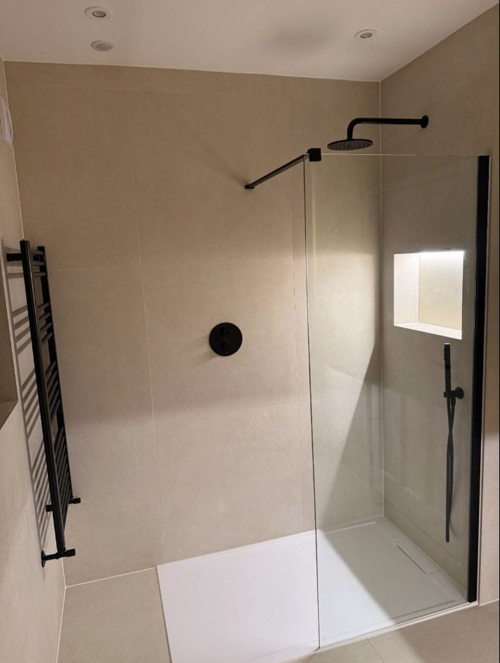 Black Matt Shower Room by Bhatt Plumbing & Heating