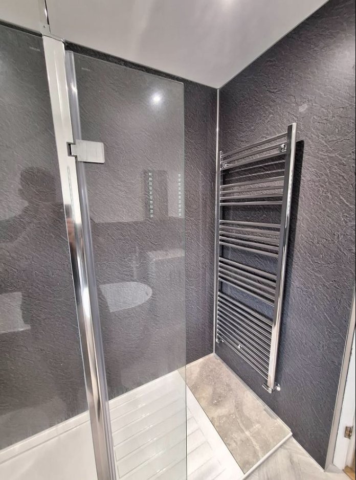 Dark Slate Shower by Bhatt Plumbing & Heating
